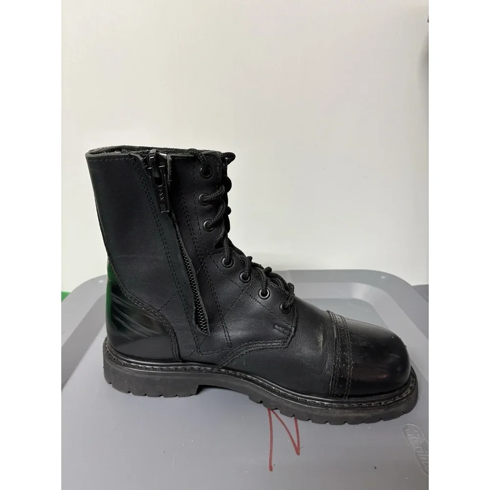 Bates Mens 8.5M Paratrooper Combat Boots Leather Black EO2184 Side Zip